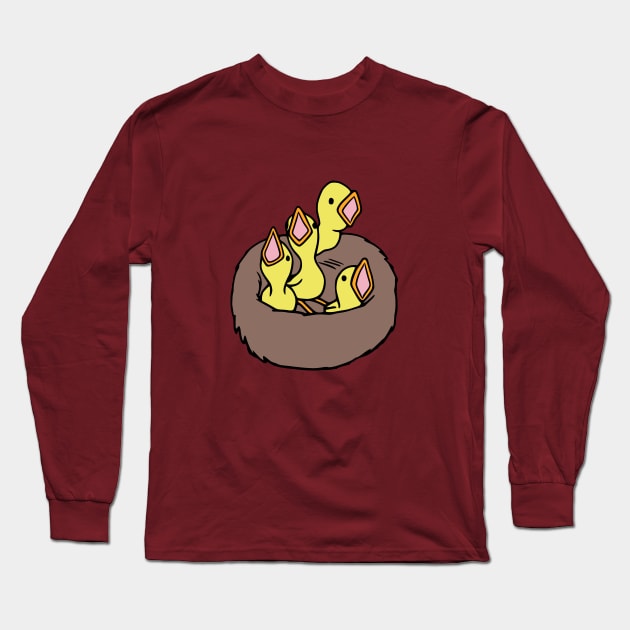 Baby Birds In Nest Long Sleeve T-Shirt by KayBee Gift Shop